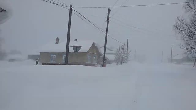 Сильные порывы ветра в Чердыни 26.02.2017. Метель смотреть онлайн