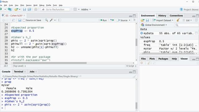 R - Cohen's h (one-sample) - Effect size for binomial test смотреть онлайн