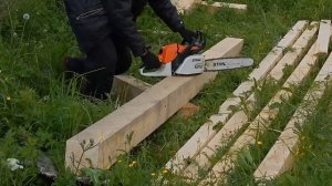 Как ровно и быстро распилить брус  бензопилой
