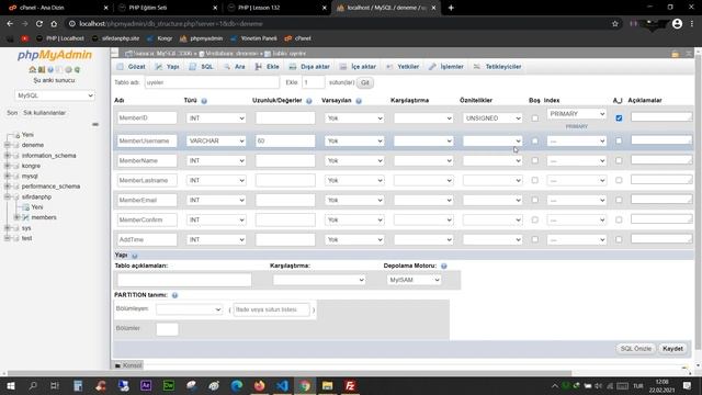 PHP Ders 132 SQL Kodlarıyla Database ve Tablo Oluşturma смотреть онлайн