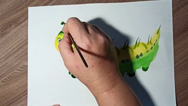 Гусеница рисуем акварельными красками. смотреть онлайн