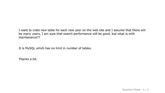 MySQL : New table for every user? смотреть онлайн