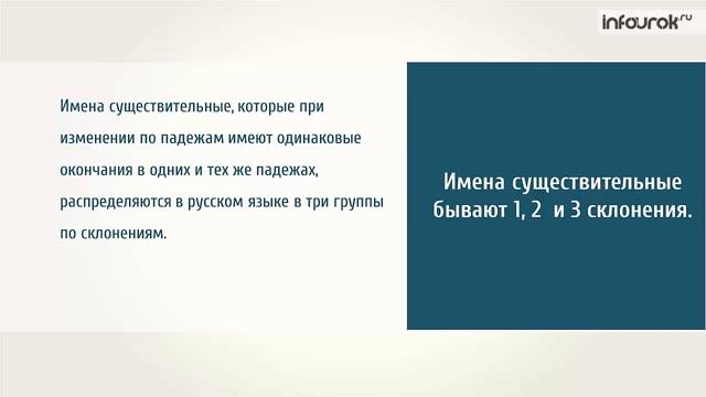 Три склонения имён существительных смотреть онлайн