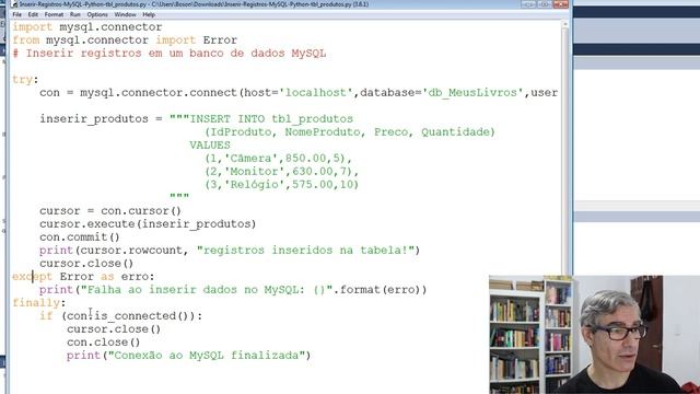 Inserir dados em uma tabela MySQL com script em Python смотреть онлайн
