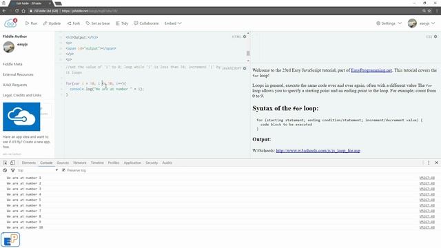 Easy JavaScript - The 'for' loop (23) смотреть онлайн