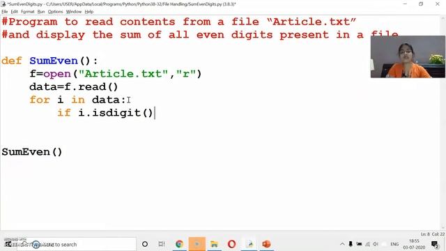 Find the sum of even digits from a file | File Handling | CBSE Class - XII | Comp Sci. смотреть онлайн