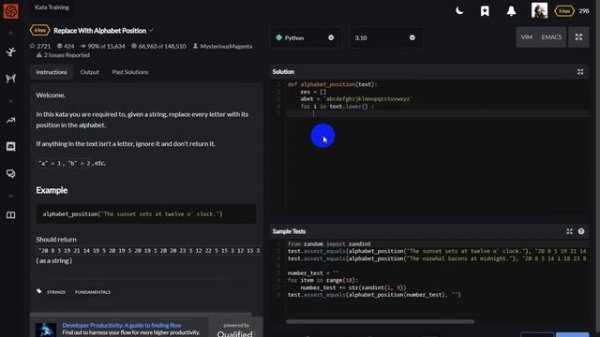 Replace With Alphabet Position - Python - Codewars