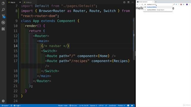 Create Food Recipe App using ReactJs with Ajax Search option - 8 - React Router Setup смотреть онлайн