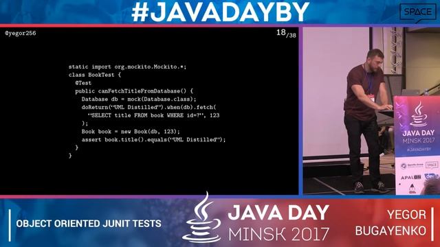 Java Day Minsk 2017 | Yegor Bugayenko - Object Oriented JUnit Tests смотреть онлайн