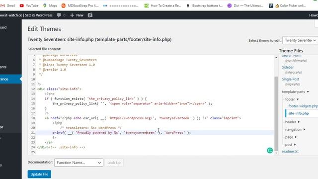 how to remove copyright footer from WordPress theme twenty seventeen | by itwatch смотреть онлайн