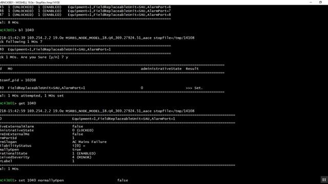 External Alarms Mode Change Procedure In Baseband 6630 Or 5216