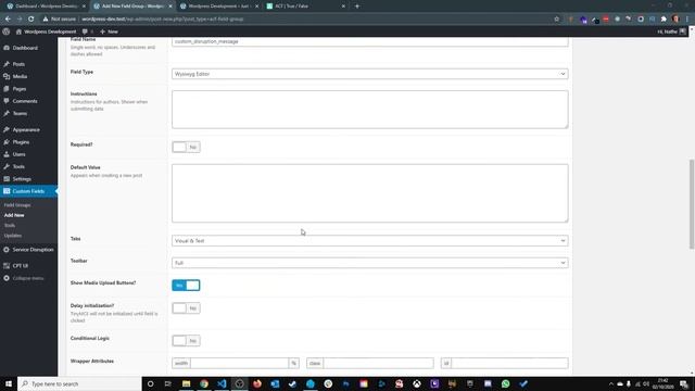 How to create a Custom Disruption Message in Wordpress using an Options page and ACF (True/False) смотреть онлайн