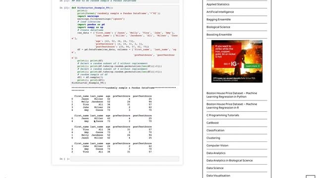 How to do RANDOM sample in a Pandas DataFrame in Python смотреть онлайн