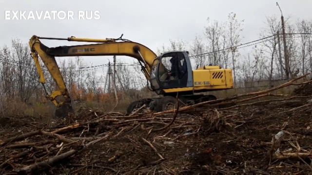 КОРЧУЕМ ДЕРЕВЬЯ РАСЧИЩАЕМ ПЛОЩАДЬ ЭКСКАВАТОРОМ ТВЭКС ЕК 18-20 смотреть онлайн