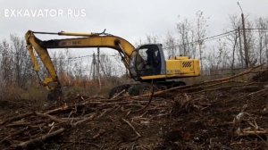 КОРЧУЕМ ДЕРЕВЬЯ РАСЧИЩАЕМ ПЛОЩАДЬ ЭКСКАВАТОРОМ ТВЭКС ЕК 18-20