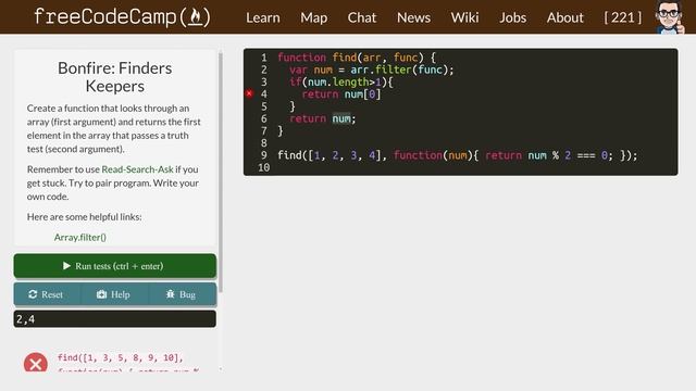 Finder's Keepers Intermediate Algorithm Scripting Free Code Camp смотреть онлайн