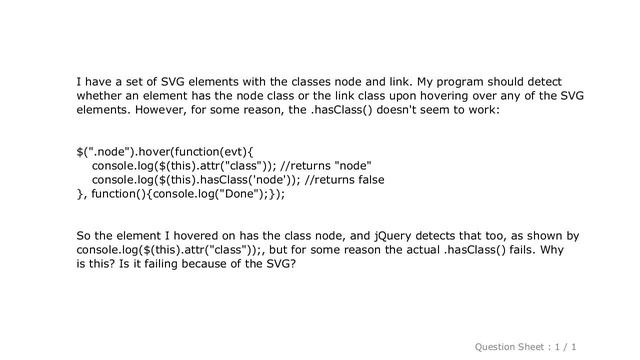 CSS : jQuery .hasClass() method fails for SVG elements смотреть онлайн