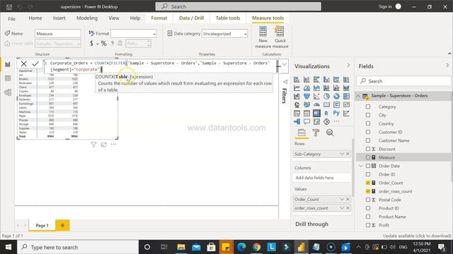 Power BI DAX Function CountX and Filter Function to Conditionally Count the Rows смотреть онлайн