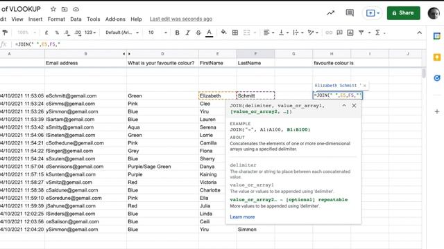 Google Sheets how to use the JOIN function to join text together with a 'delimiter' like a space смотреть онлайн