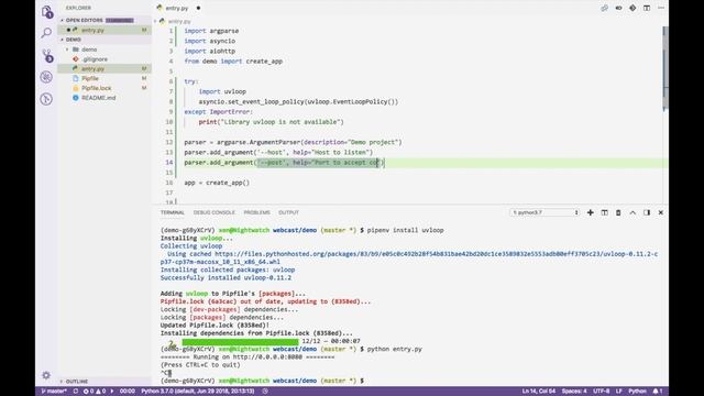 Конфигурирование python проекта из коммандной строки, uvloop, autoreload смотреть онлайн
