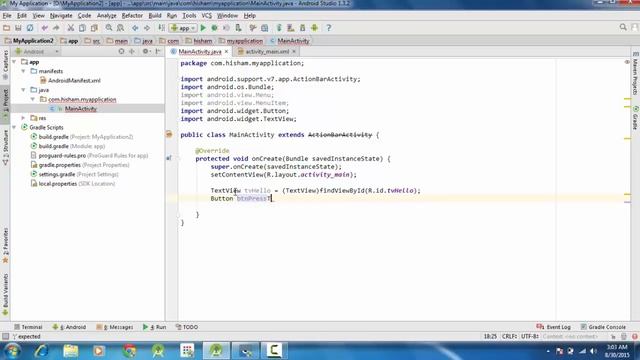 2 - TextView, EditText, Button And OnClickListener - Android Studio