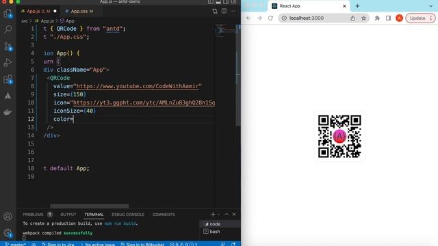 How to Generate QRCode in React JS using Ant Design Components | Antd Custom QRCode Style смотреть онлайн