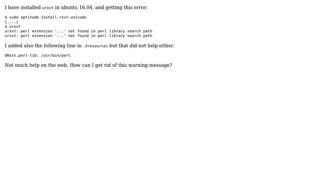 Unix & Linux: Urxvt: perl extension '...' not found in perl library search path смотреть онлайн