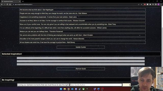 Inspirational quotes web app presentation, python, flask, html, css, JavaScript, JSON. смотреть онлайн