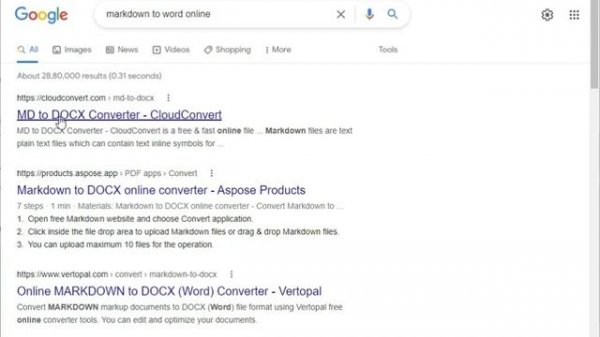 How to convert Markdown to Word document in Windows 10 or 11