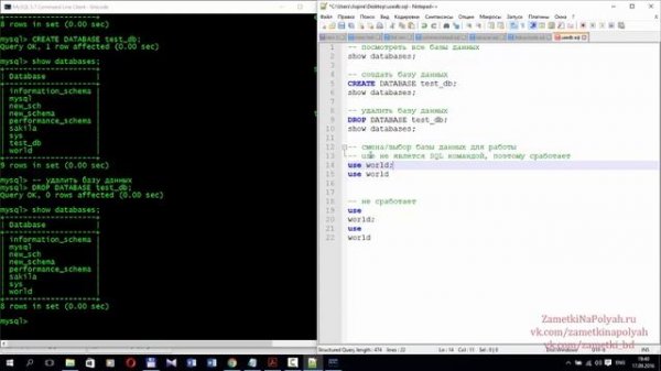 SQL команды для управления базами данных в MySQL: команды USE, SHOW, DROP и CREATE DATABASE в MySQL