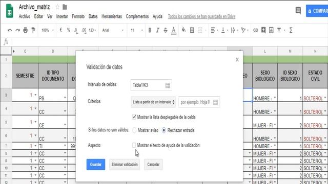 Función validación de datos en Hojas de cálculo de Drive / Validación de datos en Drive смотреть онлайн
