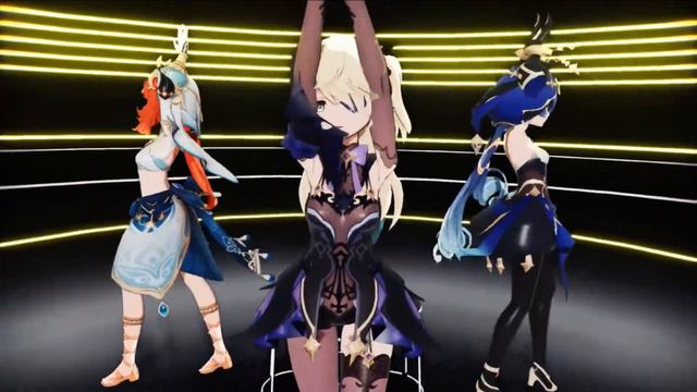 【Genshin Impact MMD／4K／60FPS 】Kirara & Nilou & Fischl & Layla 【Brave Girls 롤린(Rollin')】