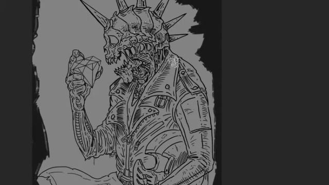 Dark art metal biker drawing. смотреть онлайн