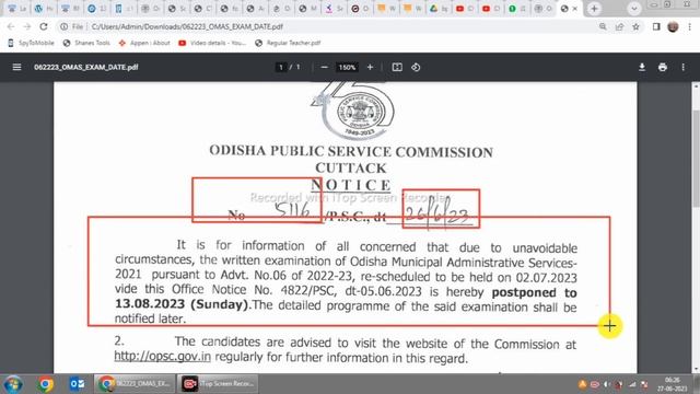 OPSC Announcement new date for OMAS written examination ! OPSC OMAS Exam Notice смотреть онлайн
