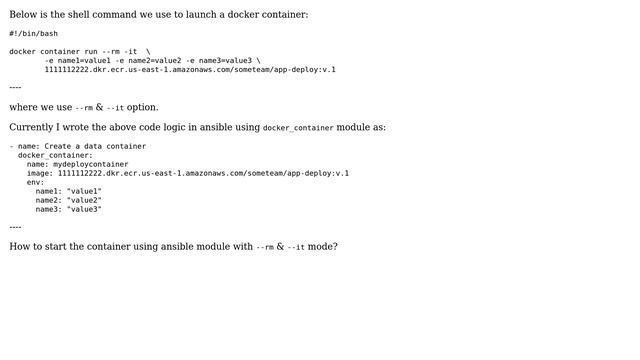 Unix & Linux: Ansible - How to remove a docker container after start? смотреть онлайн