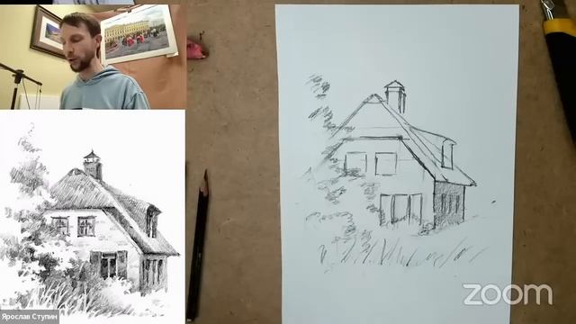 Рисуем домик карандашом и обсуждаем новый марафон по скетчингу! Эфир с Ярославом Ступиным смотреть онлайн