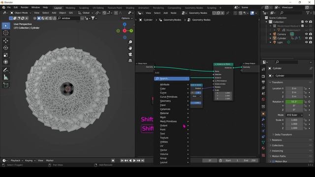 Blender Tutorial - Create a Mesmerising Animation with Instancing in Geometry Nodes смотреть онлайн