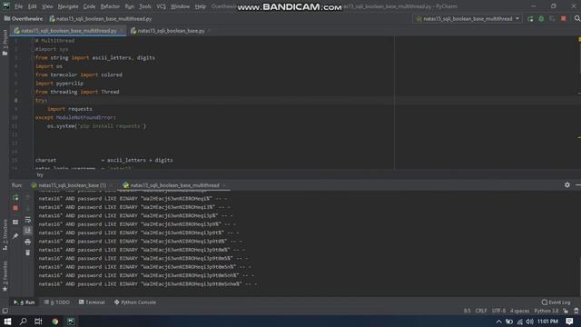 Overthewire - Natas 15 - SQL Injection boolean base using Python (Multithread) смотреть онлайн