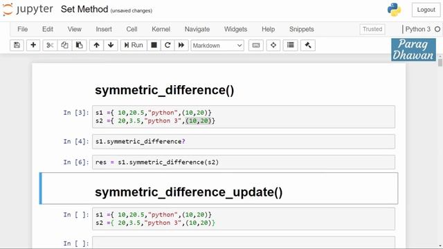 Python Set Method - symmetric_difference() , symmetric_difference_update() смотреть онлайн