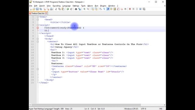 jQuery Tutorial | How To Clear Input Type Textbox And Textarea Value смотреть онлайн