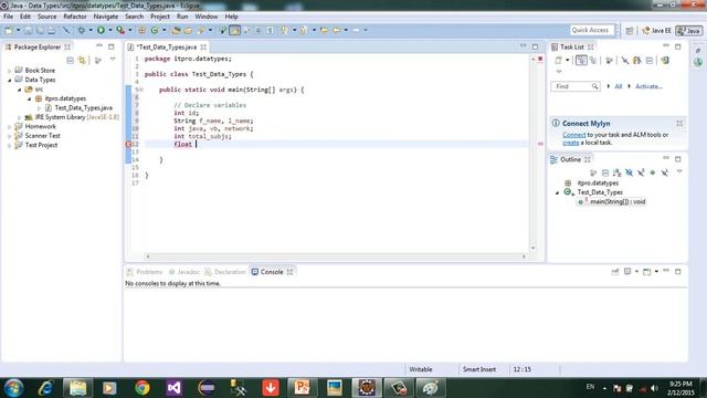 7 Example Data Types part 1 in java Eclipse смотреть онлайн