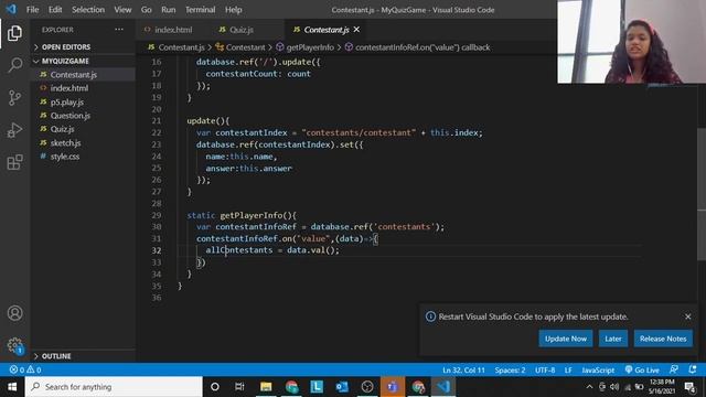 My Quiz Game | Whitehat jr project | Visual Studio Code | Github | Firebase Database смотреть онлайн