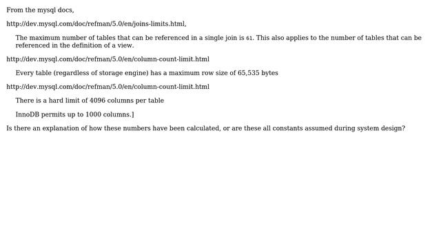 Databases: How are limits in mysql on size of columns etc calculated? смотреть онлайн