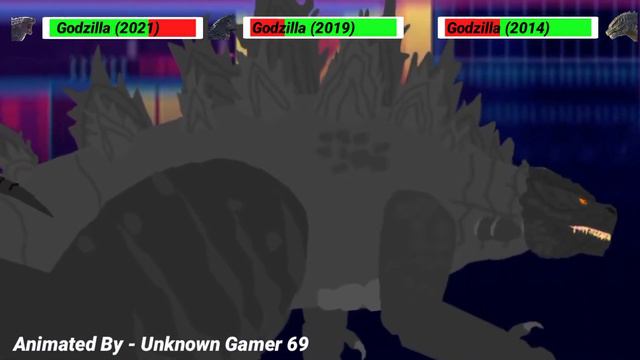 [DC2] Godzilla 2021 Vs Godzilla 2019 Vs Godzilla 2014 | ANIMATION With Healthbars