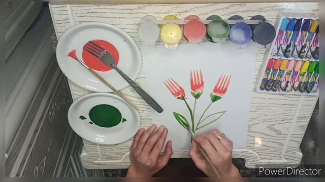 Вилка менен сүрөт тартабыз 🔥 🔥 🔥/ Painting with fork 🔥 🔥 🔥 #тюльпан #рисуемтюльпан #tulip #drawing смотреть онлайн