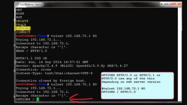 Web HTTP method using telnet