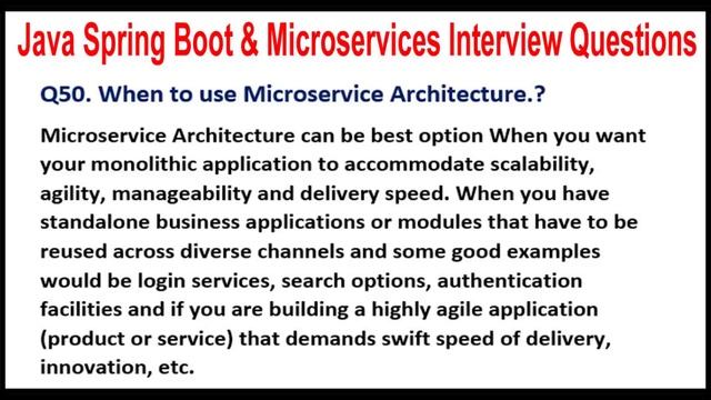 Java Spring Boot & Microservices Interview | Q50. When to use Microservice Architecture.? смотреть онлайн
