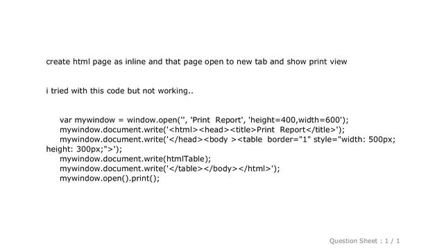 HTML : create html page and print to new tab in javascript смотреть онлайн