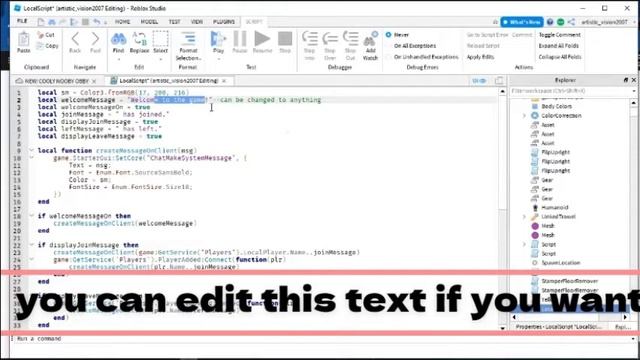 How to make a player joined/left message in roblox смотреть онлайн