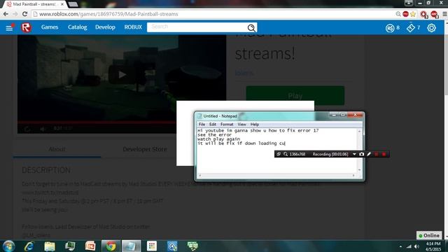 ROBLOX Error 17 Fixed